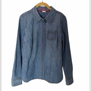 Boden Denim Chambray Western Button Up Blouse 8
